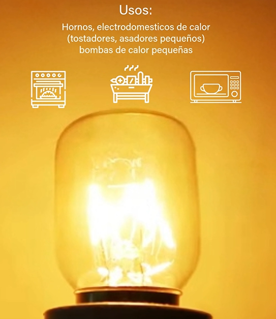 Bombillo Tubular Horno 110V E14 15W 2800K