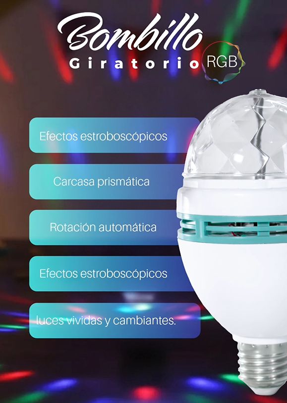Bombillo Led Giratorio RGB 110V E27 3W