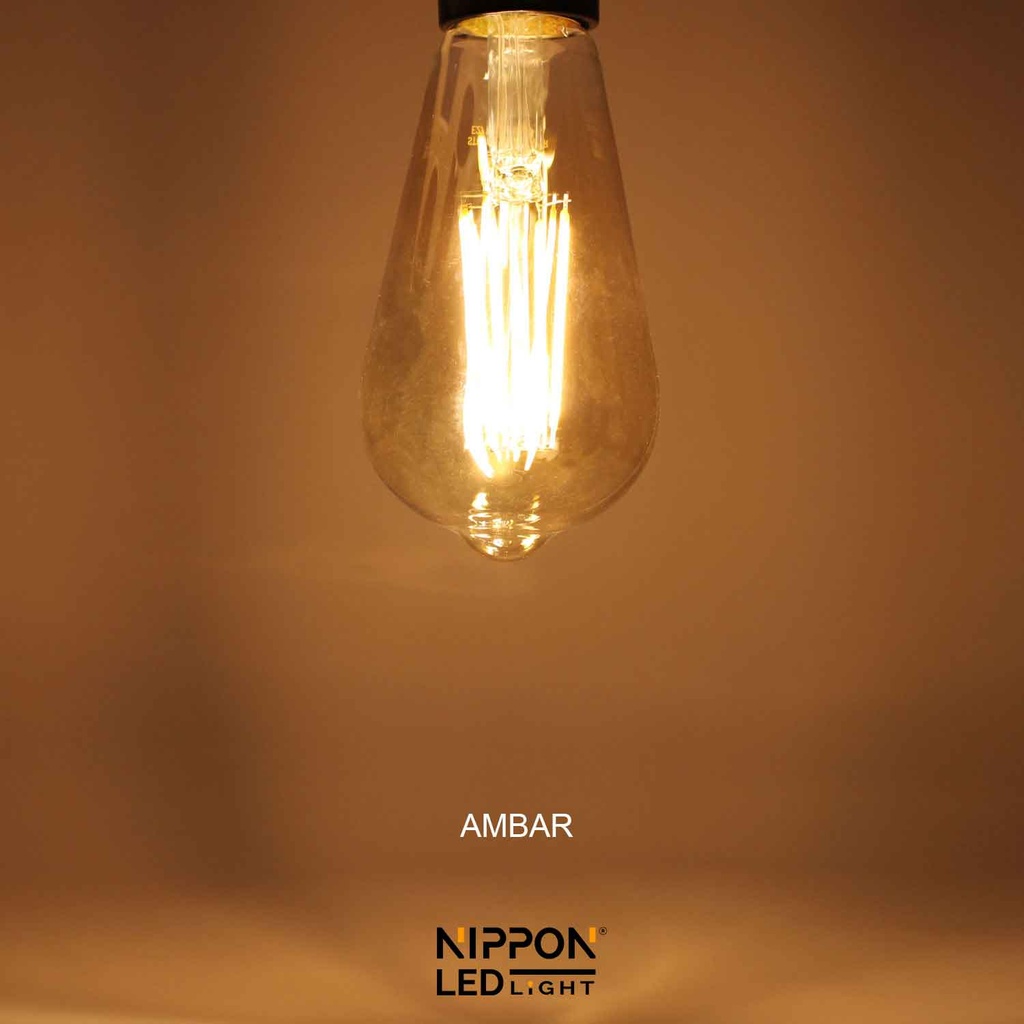 Bombillo Led Fil. Ambar ST64 110V E27 8W 3000K