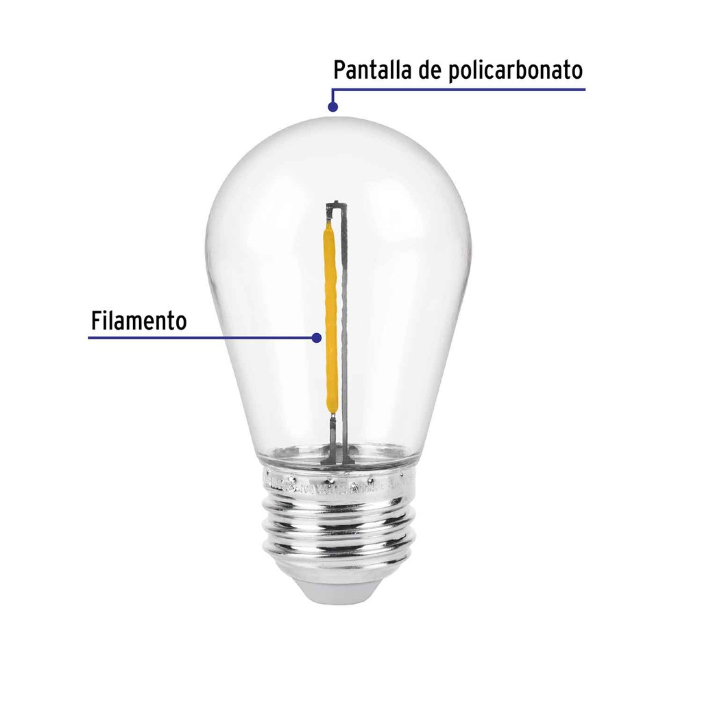 Bombillo Led Filamento S14 110V E27 1W 3000K