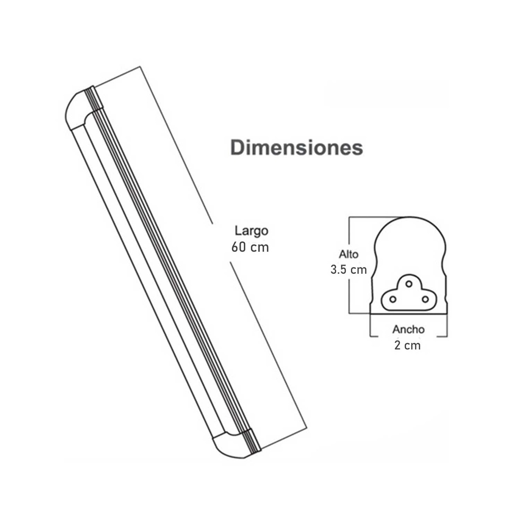 Lampara Led T8 85/265V 8W 6500K 60 Cms
