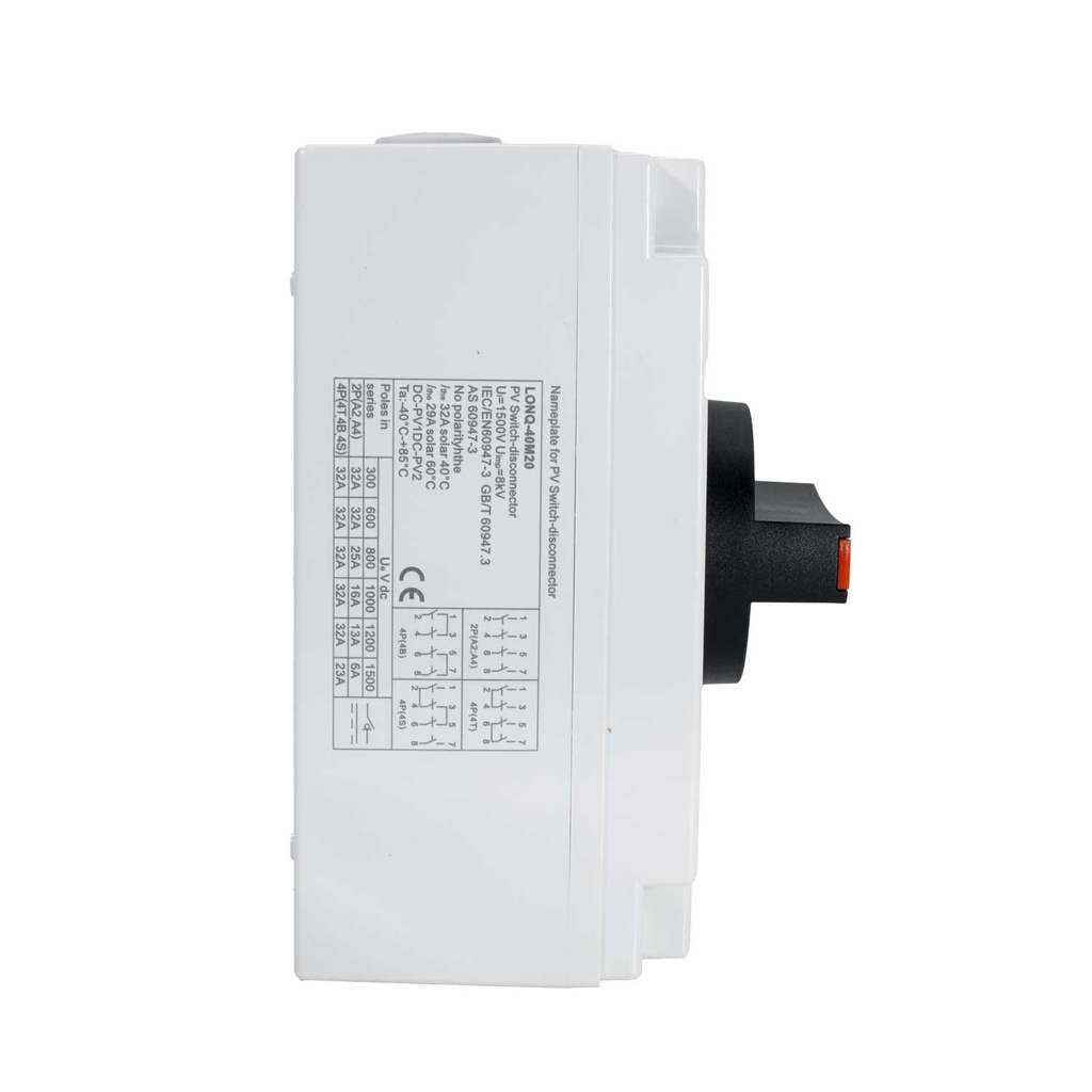 Interruptor Aislador Fotovoltaico Caja 4P 32A 1500VDC 