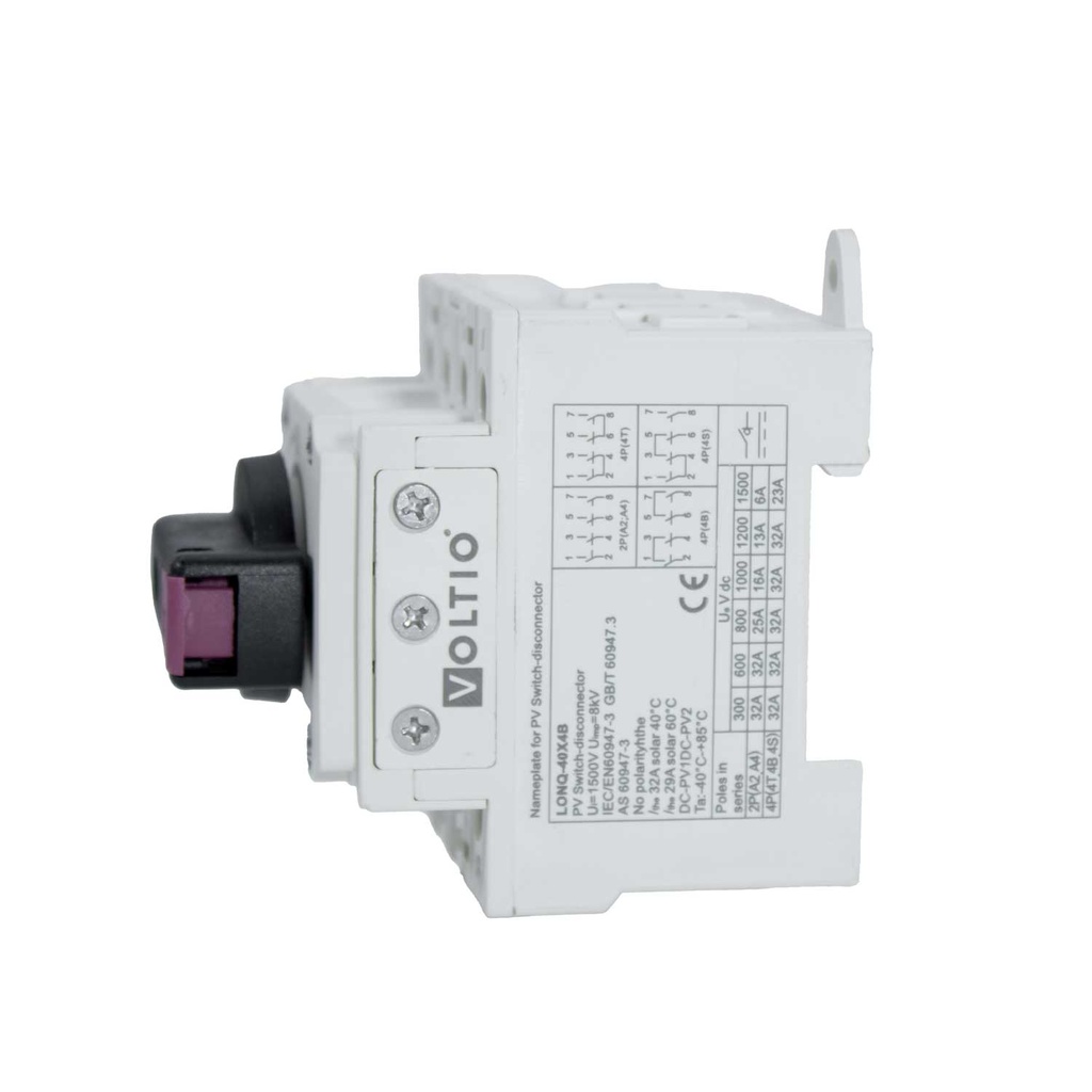 Interruptor Aislador Fotovoltaico Riel 4P 32A 1500VDC