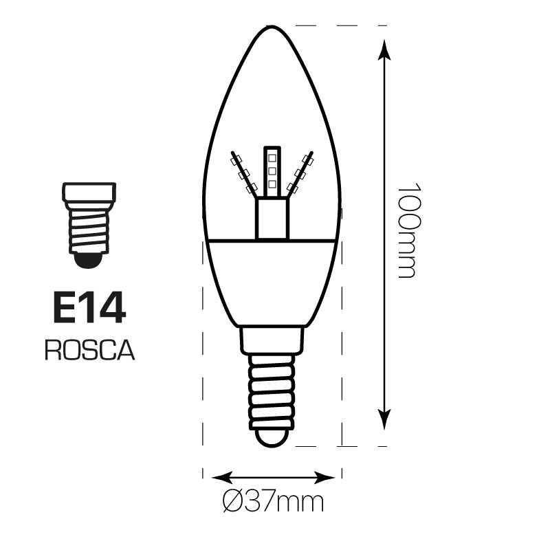 Bombillo Led C37 110V E14 5W