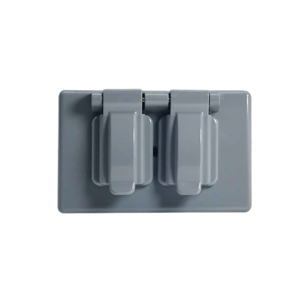 Tapa Tomacorriente Baquelita Doble Intemperie Gris