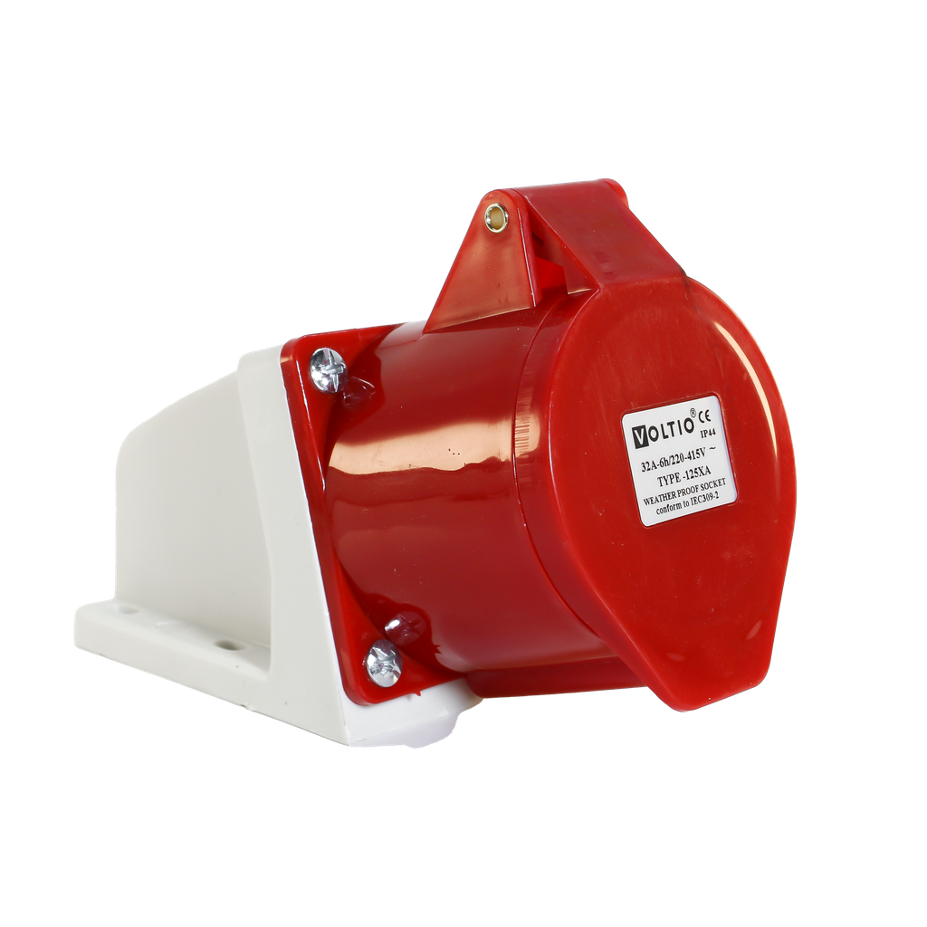 Toma Sobreponer Ind. IP44 Rojo